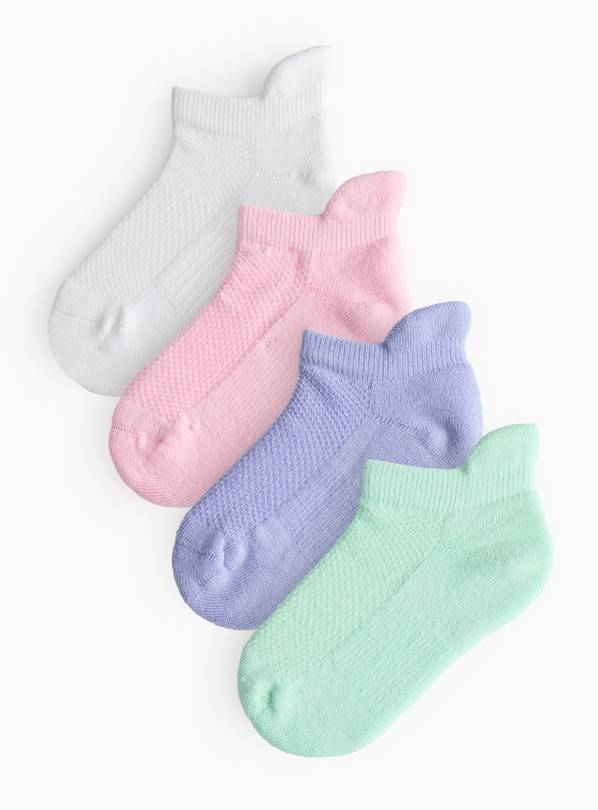 Pastel Cushioned Trainer Socks 4 Pack 4-5.5